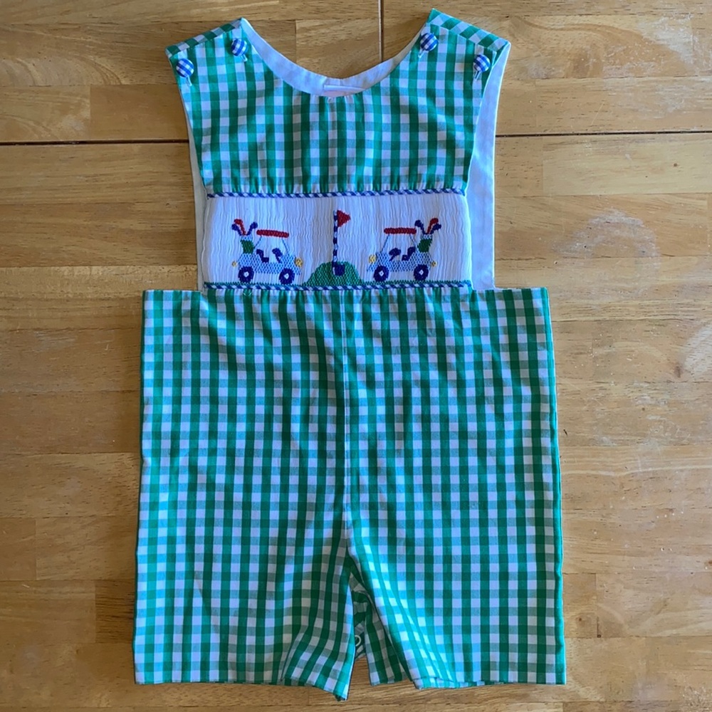 Golf Smocked Green Plaid JonJon 18M